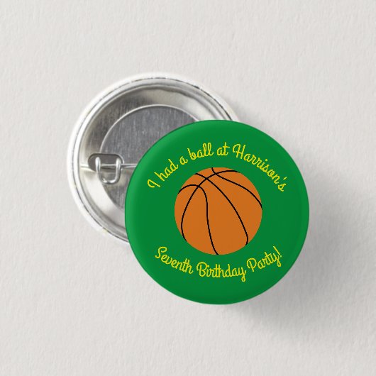 Basketball Sport Geburtstagsparty Button (Vorne & Hinten)