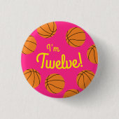 Basketball Sport Geburtstagsparty Pink Button (Vorderseite)