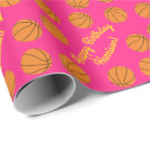 Basketball Sport Geburtstagsparty Pink Geschenkpapier (Rolleneckpunkt)