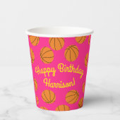 Basketball Sport Geburtstagsparty Pink Pappbecher (Vorderseite)