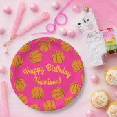 Basketball Sport Geburtstagsparty Pink Pappteller (Party)