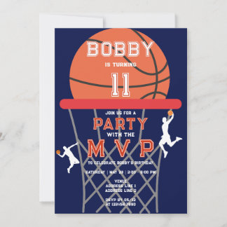Basketball Sport Jumpman Thema Navy MVP Birthday Einladung