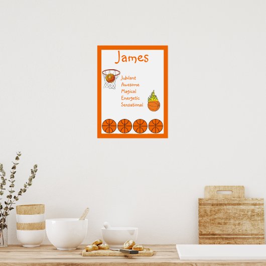 Basketball Sport Kinder Zimmerdekoration Name Kuns Poster (Küche)