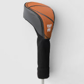 Basketball Sport Orange & Black Name Monogram Golf Headcover (angewinkelt)