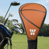 Basketball Sport Orange & Black Name Monogram Golf Headcover