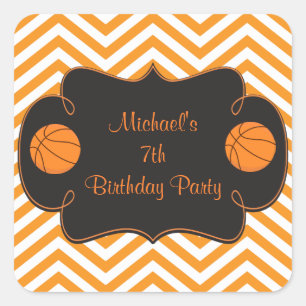 Basketball-Sport Orange Geburtstag Quadratischer Aufkleber