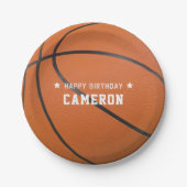 Basketball Sport Orange Happy Birthday Party Pappteller (Vorderseite)