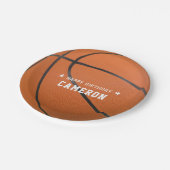 Basketball Sport Orange Happy Birthday Party Pappteller (Schrägansicht)