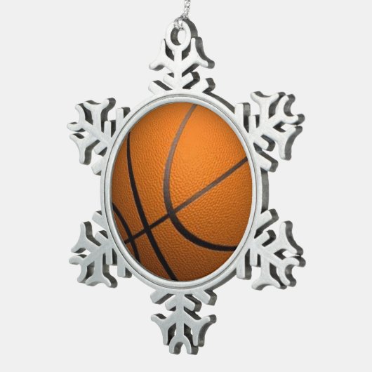 Basketball Sport Schneeflocken Zinn-Ornament (Rechts)