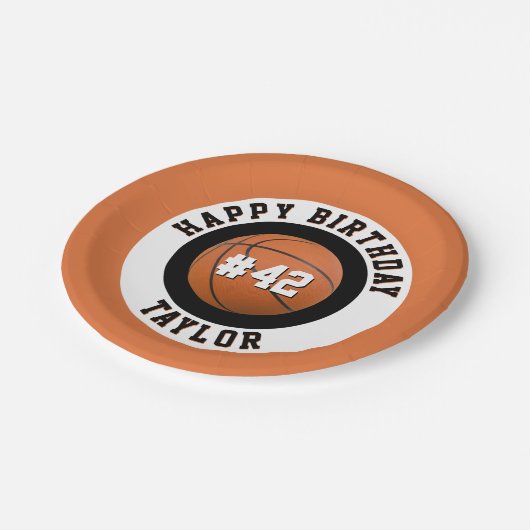 Basketball Sport Team Spielername Glückwunsch zum Pappteller (Schrägansicht)