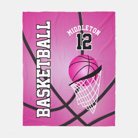 Basketball 🏀 Sportdesign - Rosa Fleecedecke (Vorderseite)