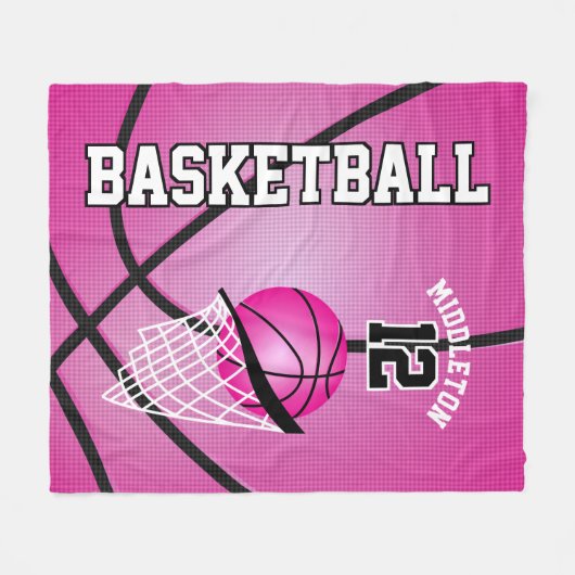 Basketball 🏀 Sportdesign - Rosa Fleecedecke (Vorderseite (Horizontal))