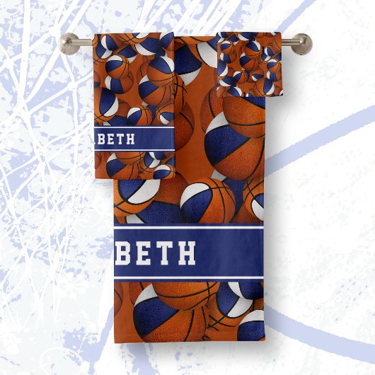 Basketball-Sportmannschaft Farben blau Badhandtuch Set