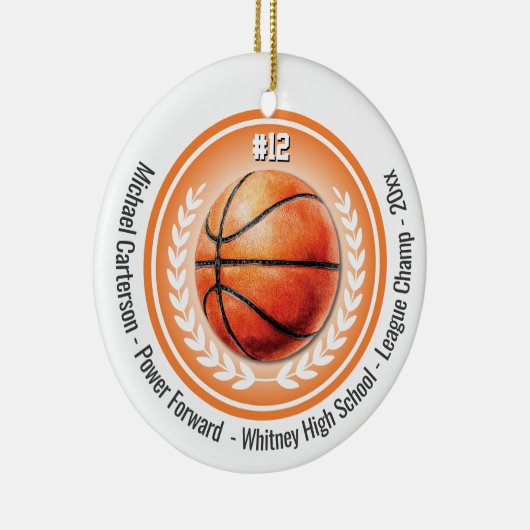 Basketball-Sportmeister Team Monogram Keramik Ornament (Rechts)