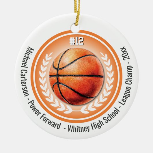 Basketball-Sportmeister Team Monogram Keramik Ornament (Vorne)