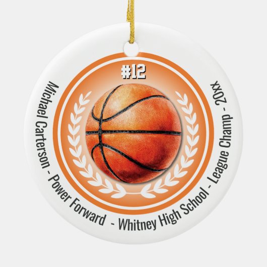 Basketball-Sportmeister Team Monogram Keramik Ornament (Hinten)
