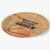 Basketball Sports Happy Birthday Paper Plates Pappteller (Schrägansicht)