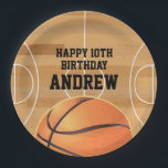 Basketball Sports Happy Birthday Paper Plates Pappteller<br><div class="desc">Who's got next? Enjoy birthday cake and ice cream on these fun basketball themed paper plates! Easily edit with your child's name and birthday number. This design features an illustration of a basketball and a basketball court.</div>