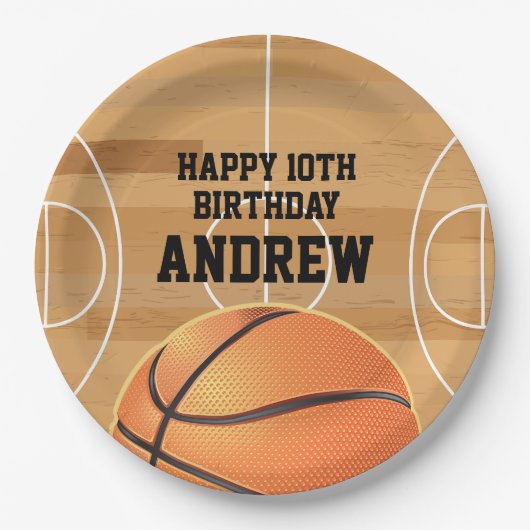 Basketball Sports Happy Birthday Paper Plates Pappteller (Vorderseite)