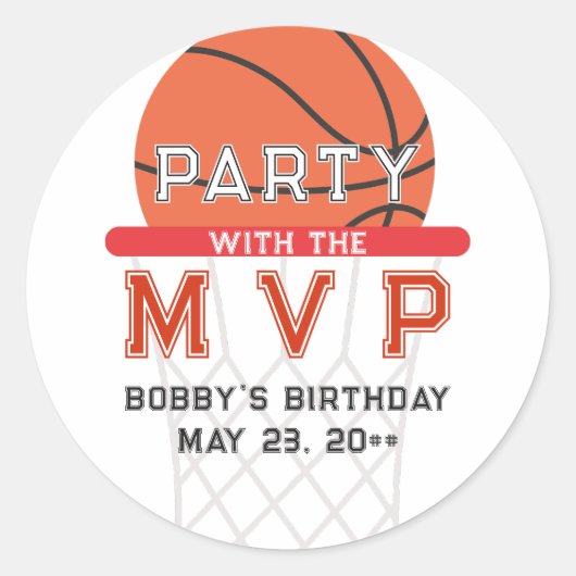Basketball Sports Jumpman Thema jedes Alter Geburt Runder Aufkleber (Vorderseite)