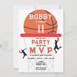 Basketball Sports Jumpman Thema White MVP Geburtst Einladung