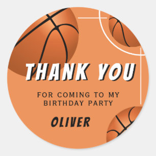 Basketball Sports Kindergeburtstag Vielen Dank Runder Aufkleber