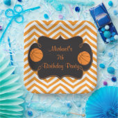 Basketball Sports Orange Birthday Pappteller (Party)