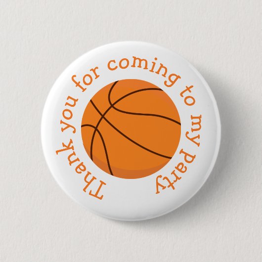 Basketball Sports Orange 'Danke für das Kommen' Button (Vorderseite)