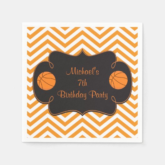 Basketball Sports Orange Geburtstag Serviette (Vorderseite)