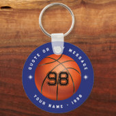 Basketball Sportteam Blue Round Schlüsselanhänger (Vorderseite)