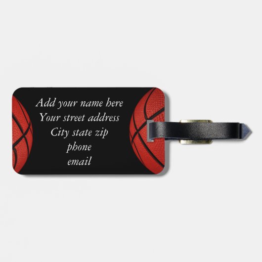 Basketball Sportteam Personalisiertes Kissen Gepäckanhänger (Rückseite horizontal)