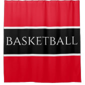 BASKETBALL Sporty Bright Red Schwarz-weiß Stripes Duschvorhang (Vorderseite)