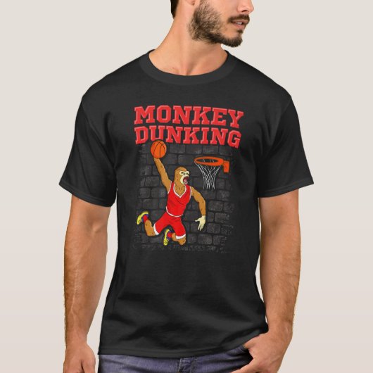 Basketball Sprichwort Slam Dunk Monkey Dunking T-Shirt (Vorderseite)