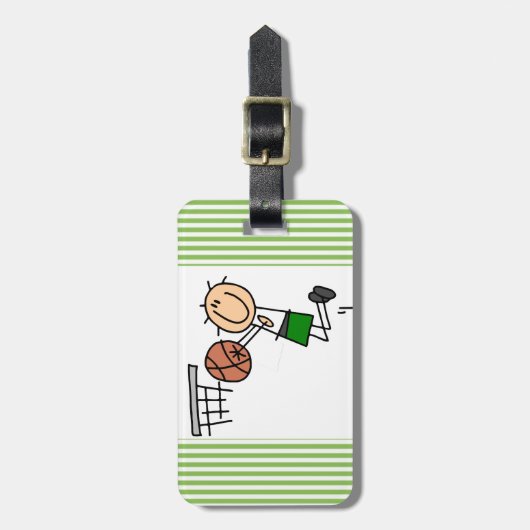 Basketball-Sprungs-Schuss-Grün-T - Shirts und Gepäckanhänger (Vorderseite vertikal)