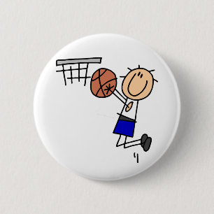 Basketball-Sprungwurf Blaue T-Shirts und Geschenke Button