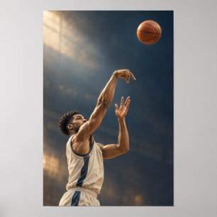 Basketball-Sprungwurf – Dramatischer Scheinwerfer  Poster