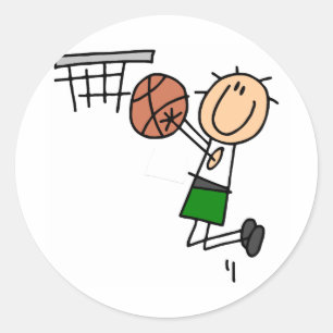 Basketball-Sprungwurf - Grüne T-Shirts und Geschen Runder Aufkleber