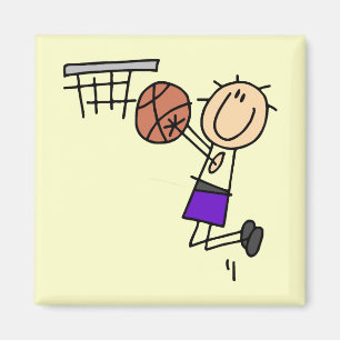 Basketball-Sprungwurf - Lila T-Shirts und Geschenk Magnet