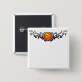 Basketball-Stammes- Flammen-Grau-Knopf Button (Vorne & Hinten)