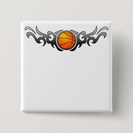Basketball-Stammes- Flammen-Grau-Knopf Button (Vorderseite)