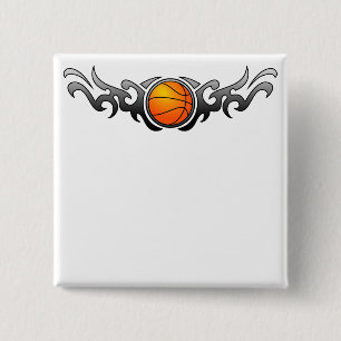 Basketball-Stammes- Flammen-Grau-Knopf Button