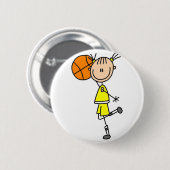 Basketball-Strichmännchen-Knopf Button (Vorne & Hinten)
