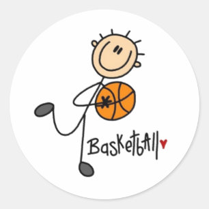 Basketball Strichmännchen Runder Aufkleber