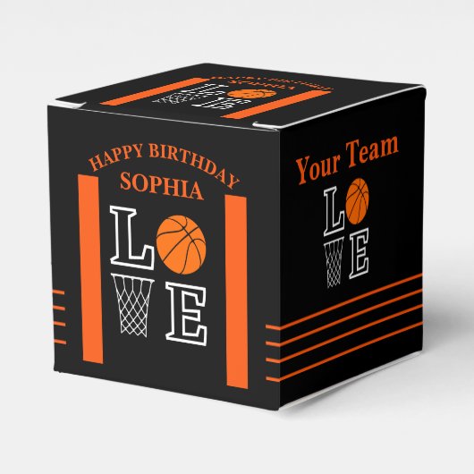 Basketball Swoosh Black Birthday Gefälligkeitsboxe Geschenkschachtel (Vorderseite)