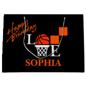 Basketball Swoosh Black Birthday Große Geschenktas Geschenktüte (Vorderseite)