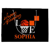 Basketball Swoosh Black Birthday Große Geschenktas Geschenktüte (Rückseite)