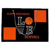 Basketball Swoosh Black Birthday Große Geschenktas Geschenktüte (Rückseite)
