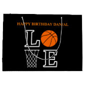 Basketball Swoosh Black Birthday Große Geschenktas Geschenktüte (Rückseite)