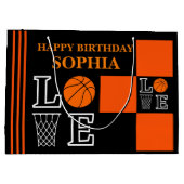 Basketball Swoosh Black Birthday Große Geschenktas Große Geschenktüte (Rückseite)