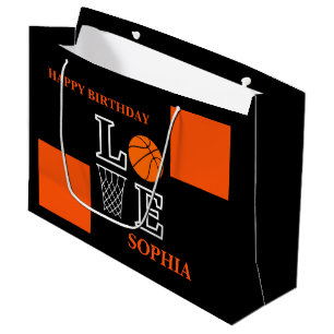 Basketball Swoosh Black Birthday Große Geschenktas Große Geschenktüte